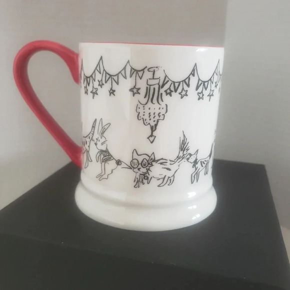Indigo Large Red/White with Cartoon Animal Graphics Coffee mug. - Picture 2 of 7